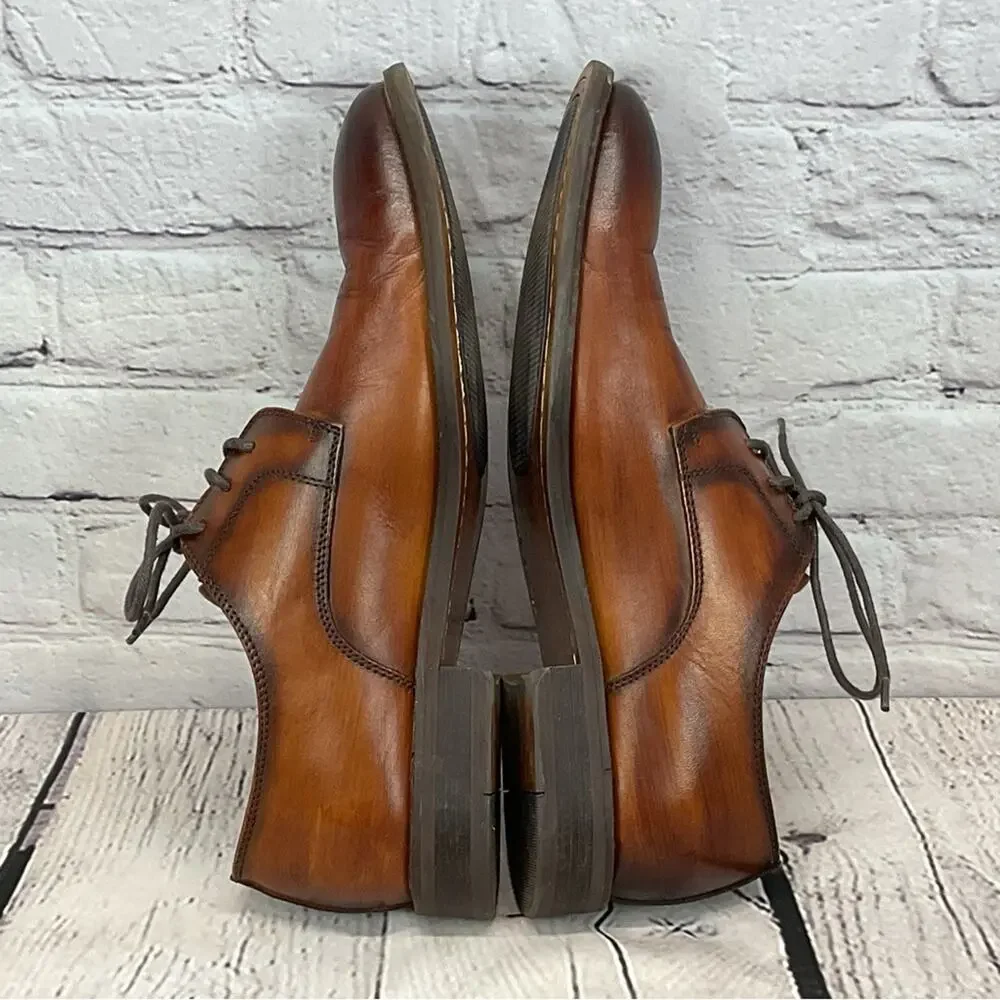 La Milano Leather Dress Shoes Men’s 9.5 Cognac Oxford Lace Up Business Casual